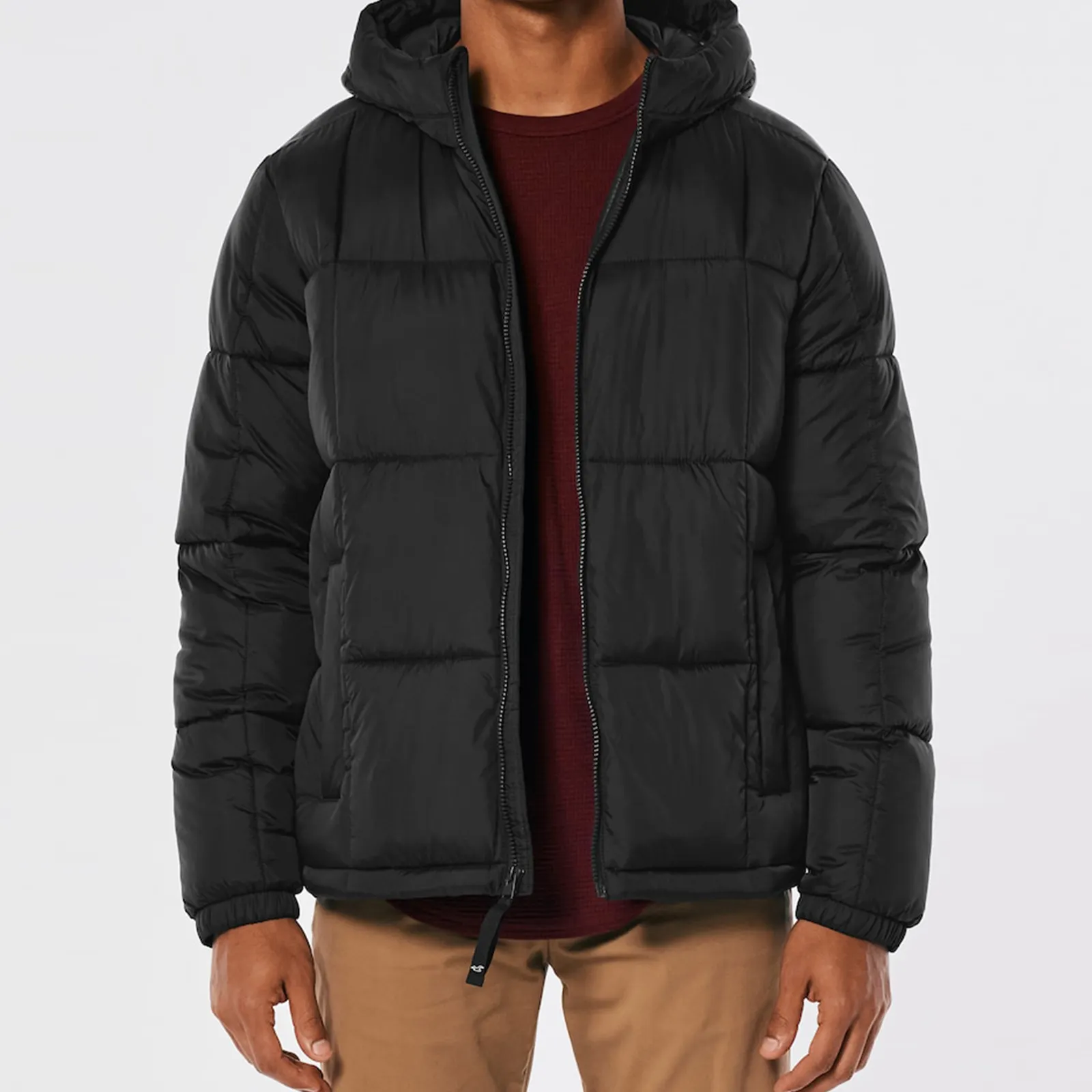 Black Puffer Jacket With Hood​ Custom