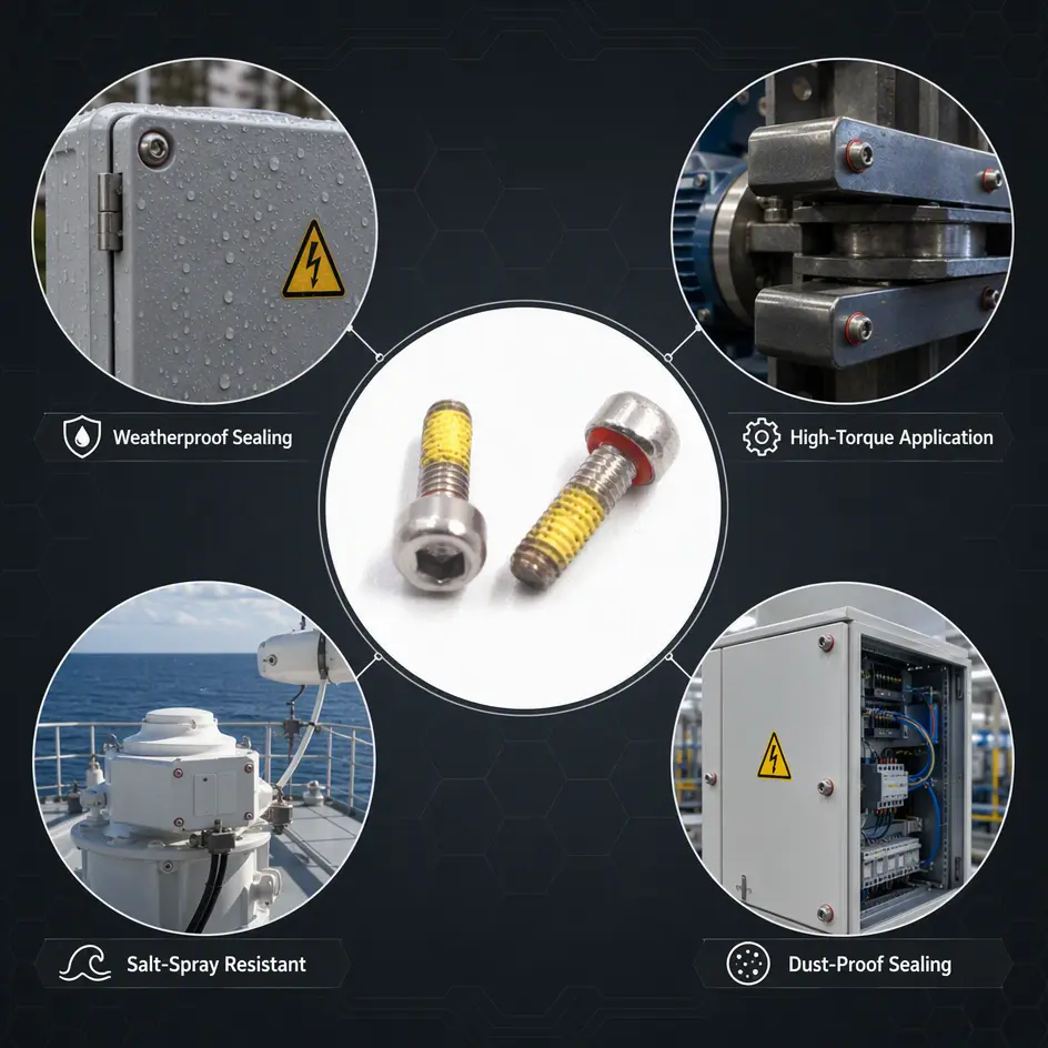 Industrial applications of cap head sealing fasteners