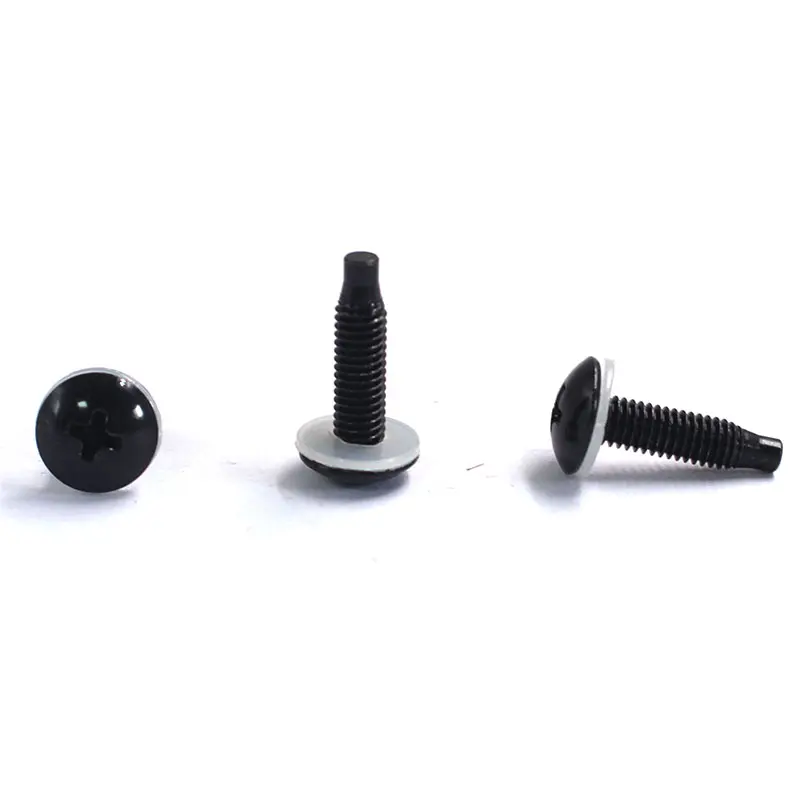 ODM Custom Black Pan Head Screw with Plastic Washer and Pilot Tip Suppliers, Factories