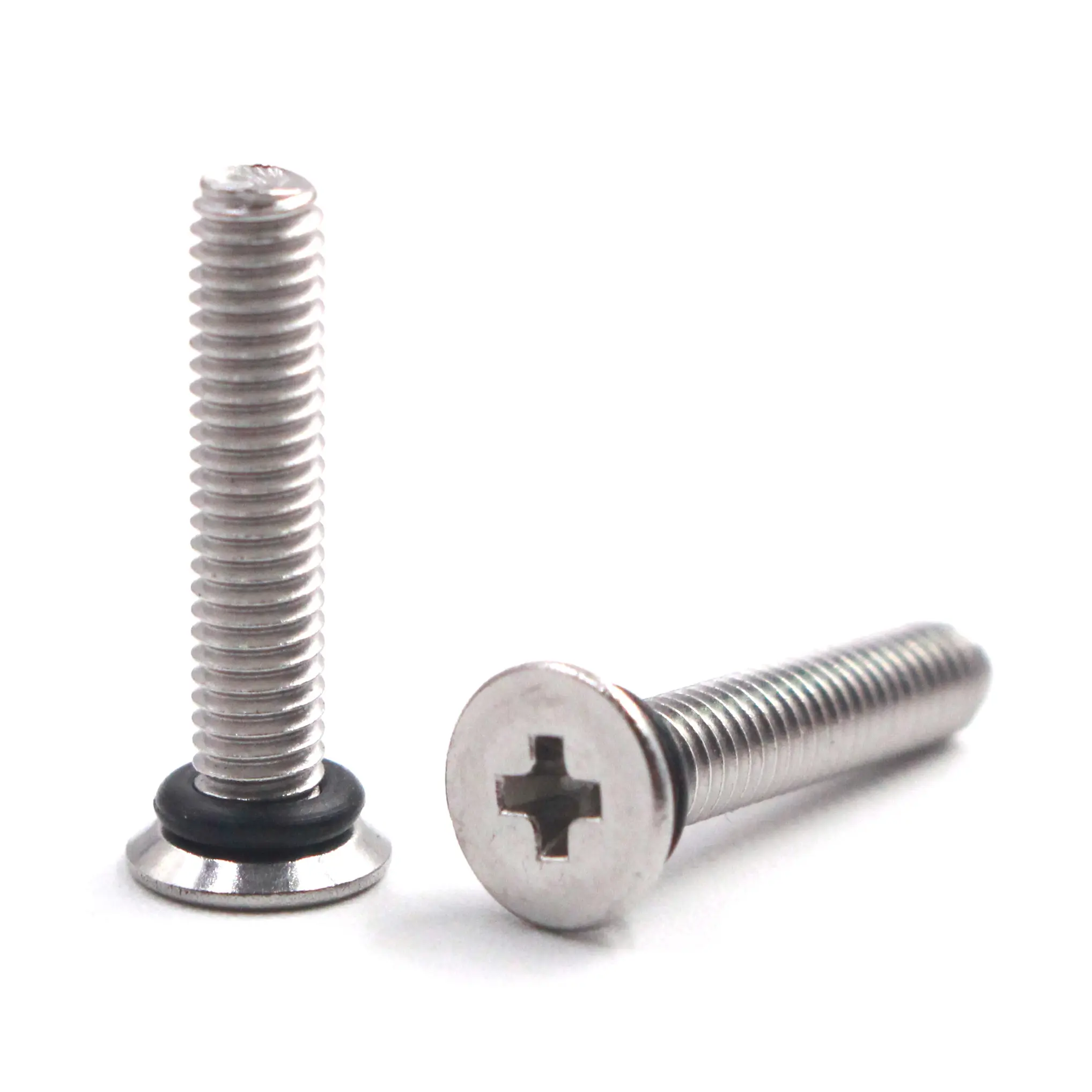 China Flat Head Self Sealing Screws M3 M4 M5 Black Oxide With Rubber Seal For Medical Device Portable Enclosure Assembly Manufacturers, Factories