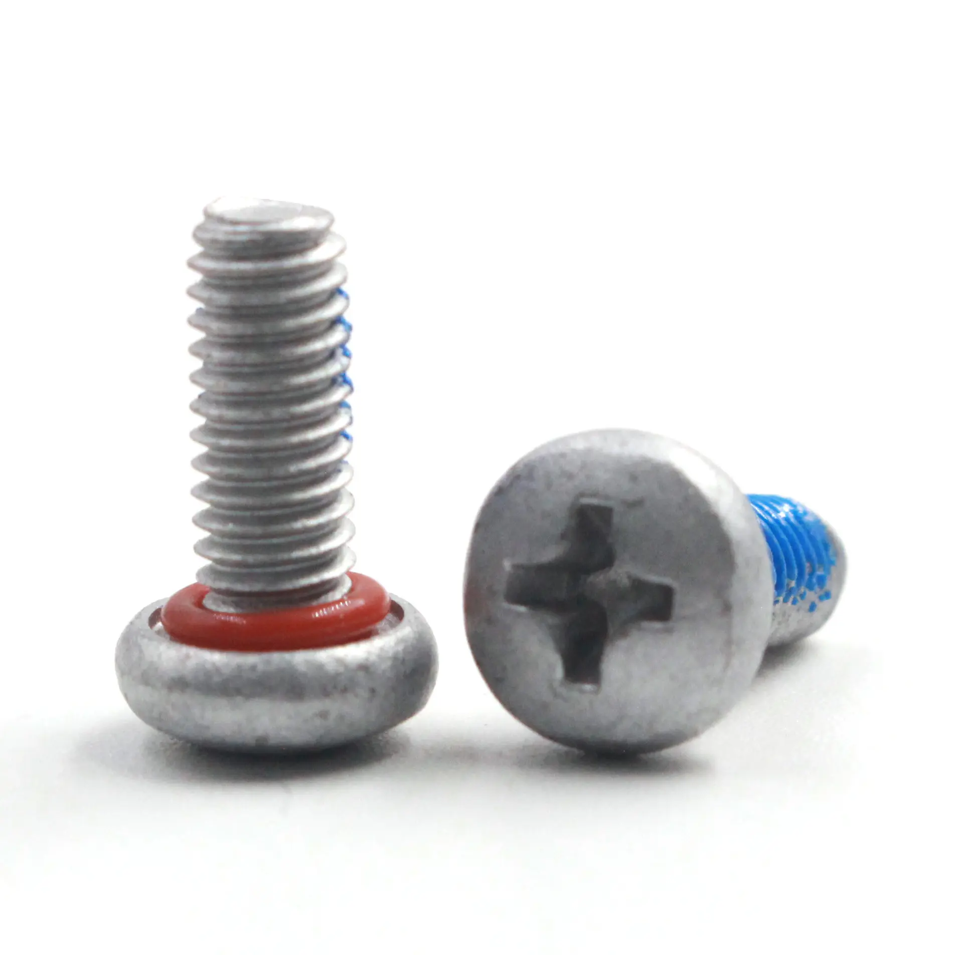 China OEM 2-56 4-40 6-32 8-32 M2 M3 M4 M5 18-8 Stainless Steel SS304 Blue Nylon Patch Nylock Screw Phillips Cross Recess Button Pan Head Sealing Screw with Rubber Washer Suppliers, Factories