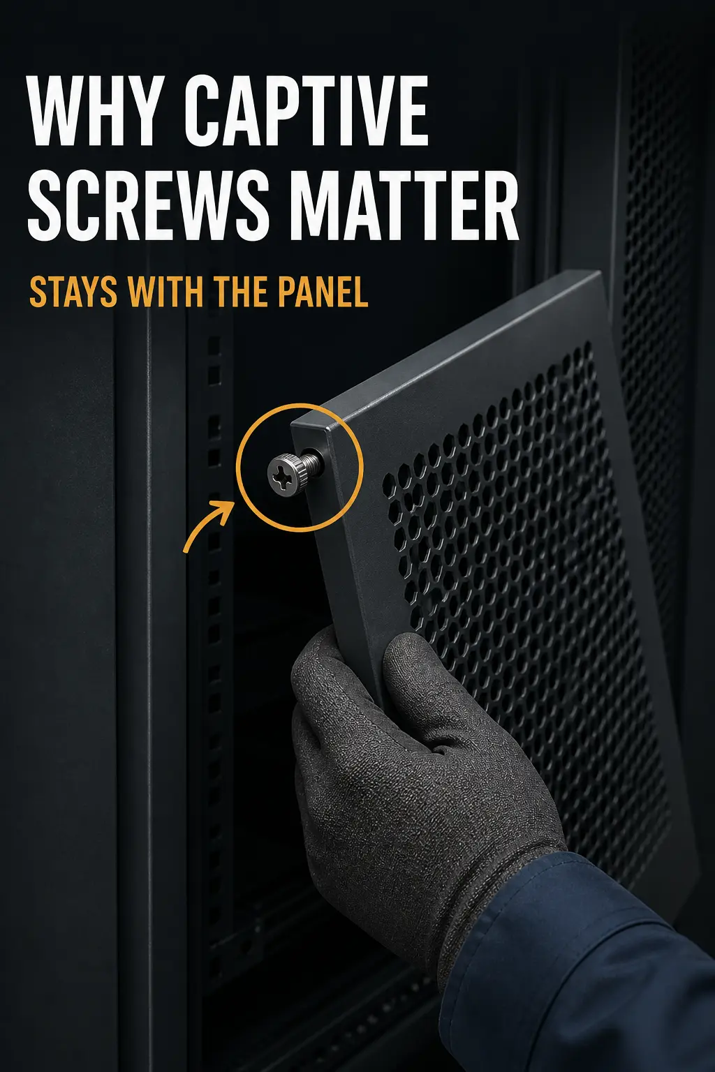 Captive screws on an equipment service panel