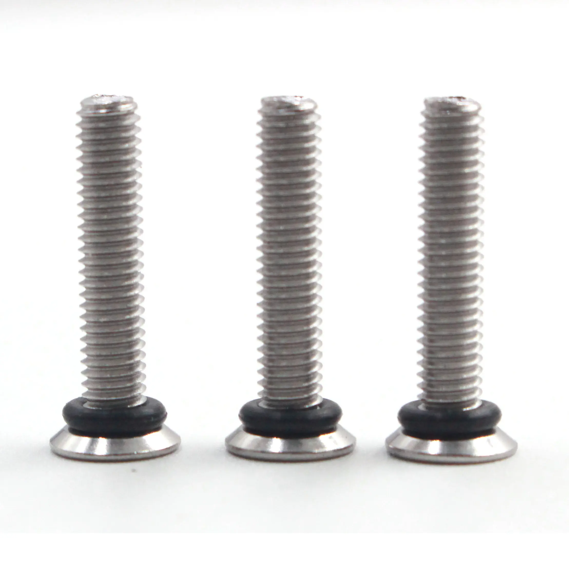 China Flat Head Self Sealing Screws M3 M4 M5 Black Oxide With Rubber Seal For Medical Device Portable Enclosure Assembly Manufacturers, Factories
