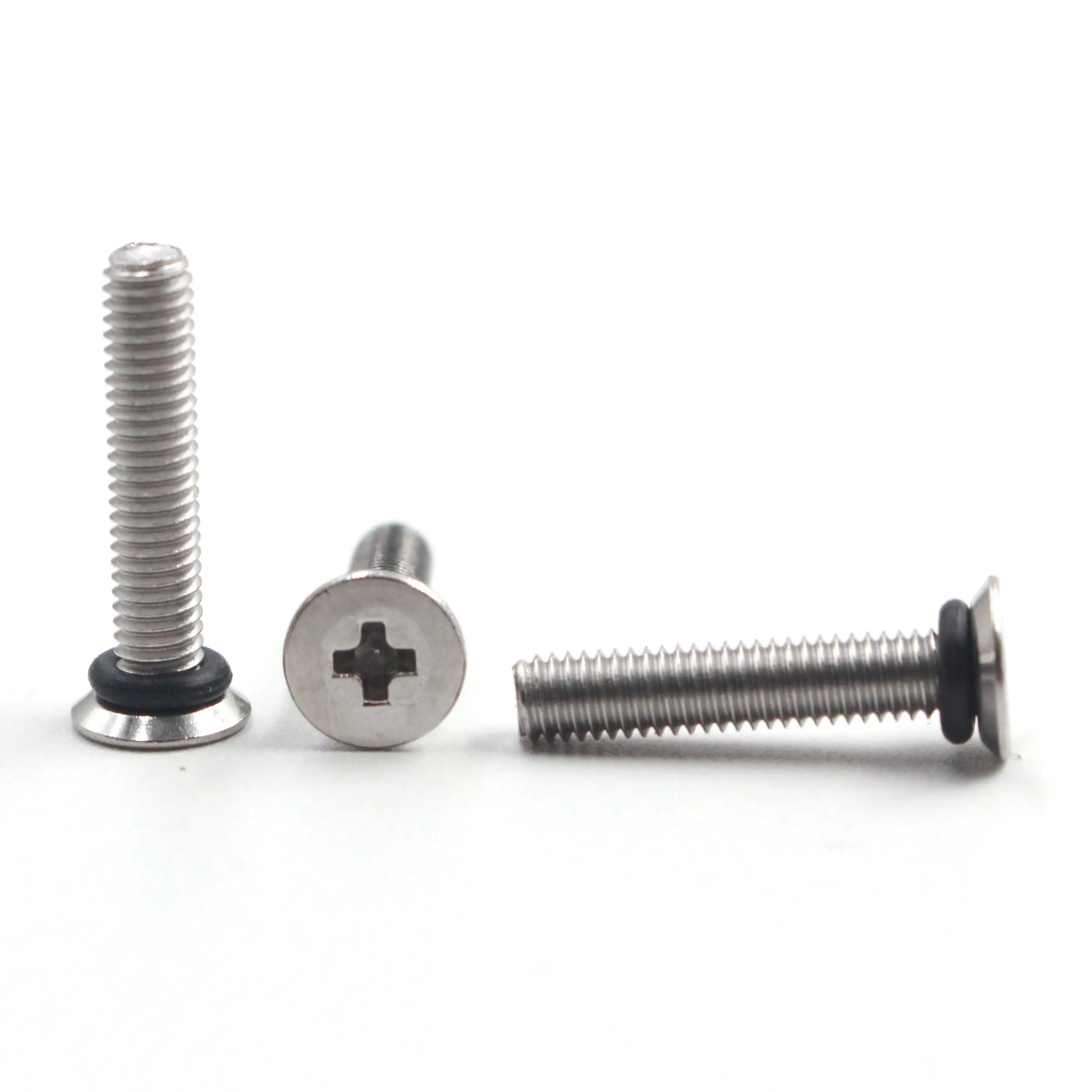 China Flat Head Self Sealing Screws M3 M4 M5 Black Oxide With Rubber Seal For Medical Device Portable Enclosure Assembly Manufacturers, Factories