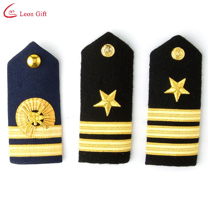 Factory Custom Logo Silk Material Honors Embroidered Uniform Shoulder Rank