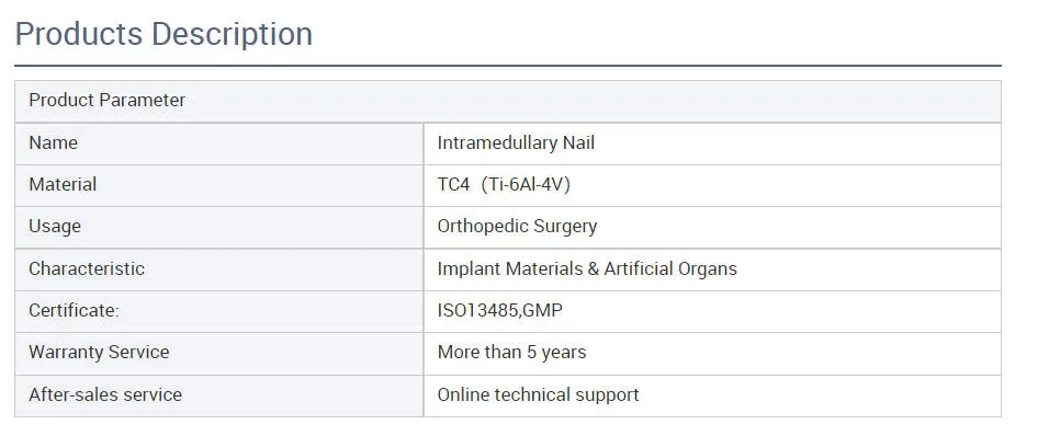 Tibia Intramedullary Nail System