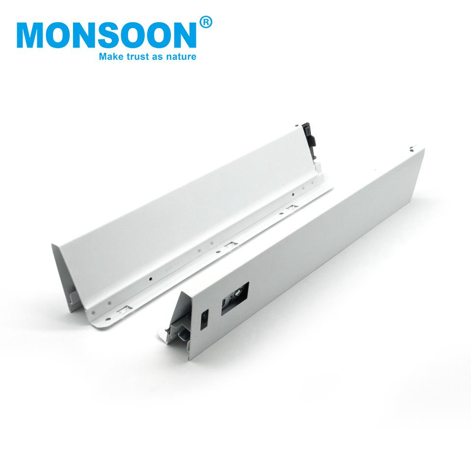 Heavy Load Kitchen Cabinet Slim Box Blue Zinc Plated Multbox-High Soft Close Drawer Systems with Square Railing Set