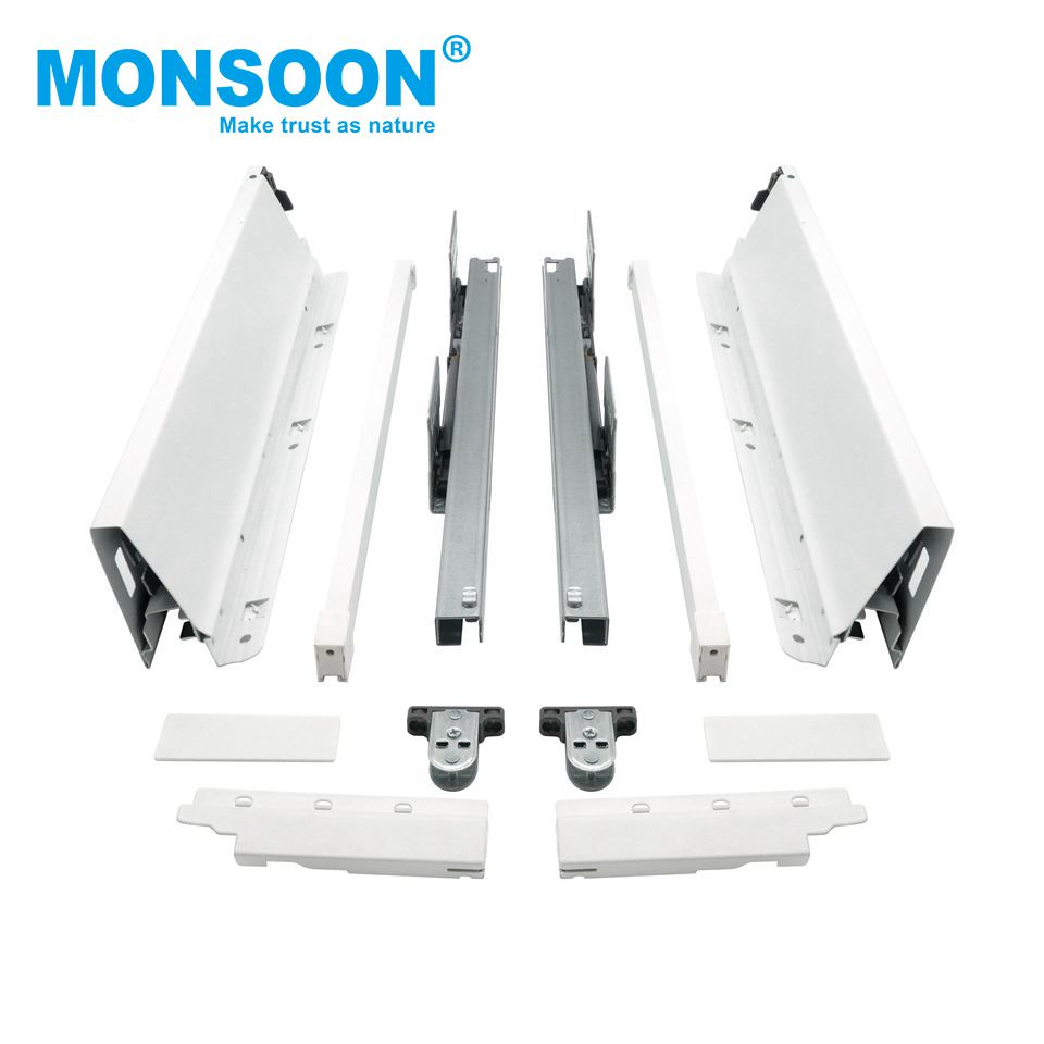 Heavy Load Kitchen Cabinet Slim Box Blue Zinc Plated Multbox-High Soft Close Drawer Systems with Square Railing Set