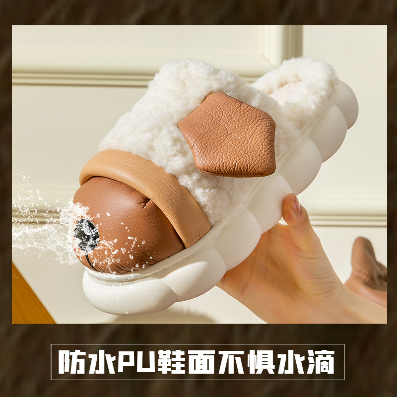 Wholesale Step on feeling cotton slippers women's autumn and winter warm thick bottom home indoor couple cartoon low bag and cotton slippers men Manufacturers, Factories