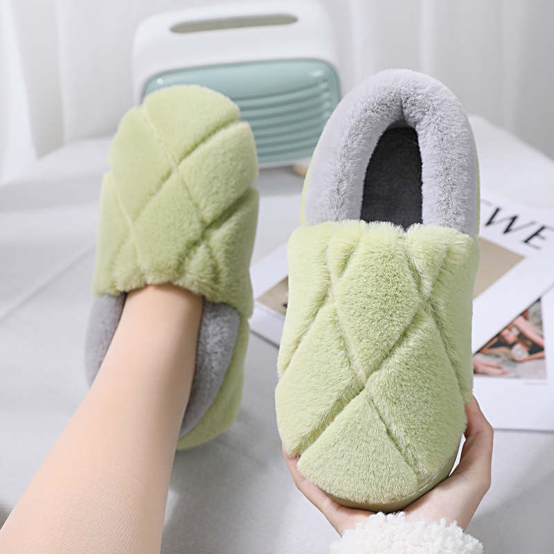 Wholesale Home cotton slippers women's winter home thermal bag with simple indoor thick bottom non-slip plush cotton drag wholesale batch Factory, Quotes