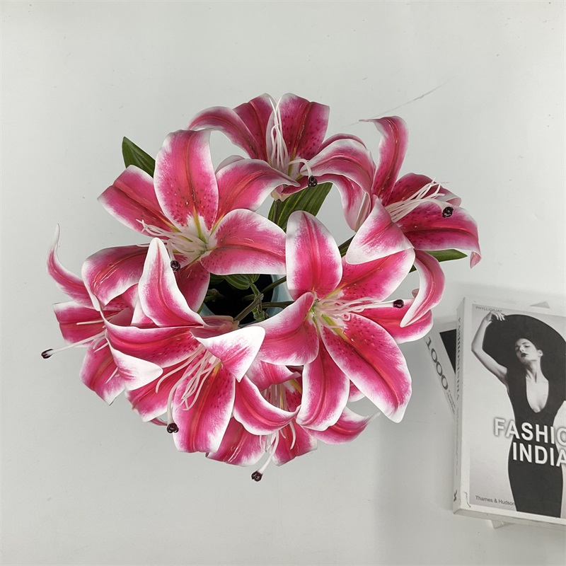 China Factory Hot Sell Simulation lily 7 head perfume lily silk flower Artificial wedding home decoration tiger flower Manufacturers, Suppliers