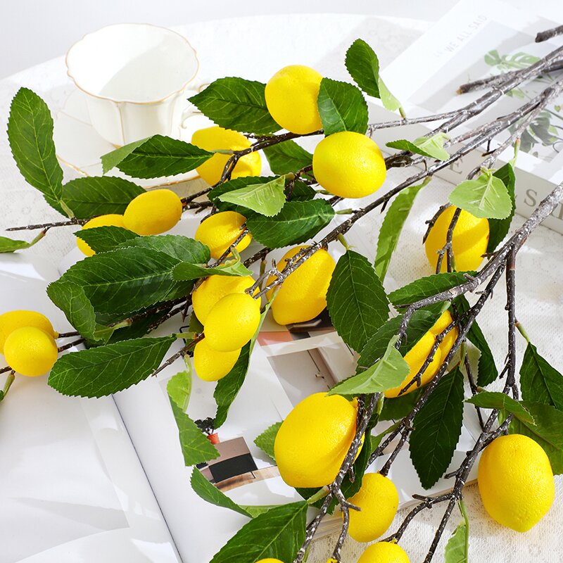 China Simulation lemon branch small fresh home hotel decoration flower arrangement photography props simulation lemon fruit Manufacturer, Supplier
