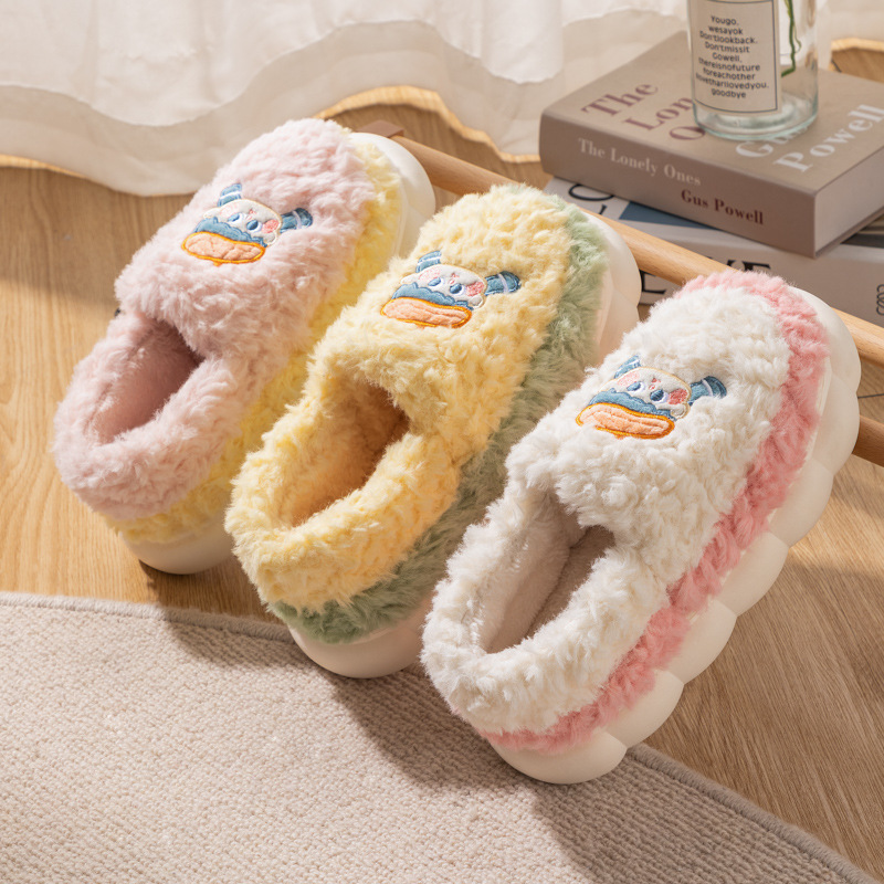 China Cute cartoon bag with cotton slippers women's home indoor couple anti slip warm cotton shoes stock wholesale Pricelist, Quotes