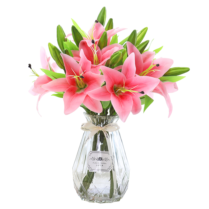 China Lily simulation bouquet high-end dining table flower home living room TV cabinet decoration photography wedding fake flower factory wholesale Manufacturer, Quotes