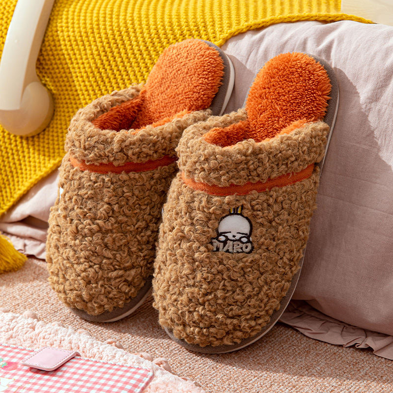 China Rogue rabbit cotton slippers women's winter indoor warm cute plush couple home non-slip outside wear new men's slippers Supplier, Factories