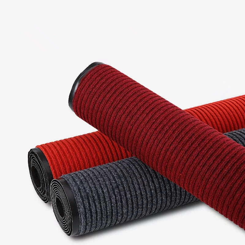 China Polyester Surface Double Stripe PVC Mat Low Price Floormat For Outdoor Entrance Suppliers, Factories