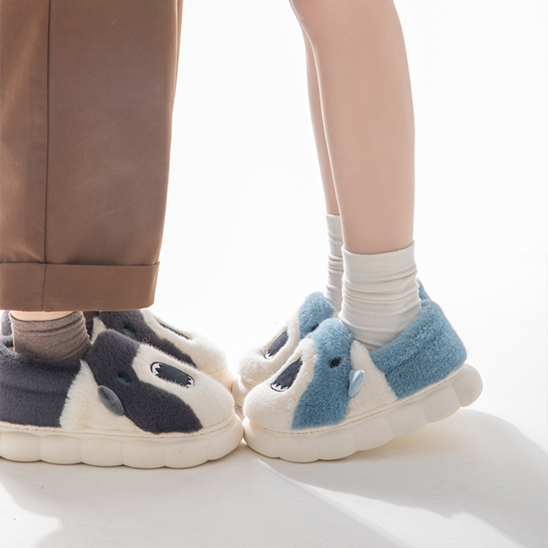 China Shark cotton slippers women winter cute cartoon indoor home couple bag with cotton slippers wholesale Factory, Factories