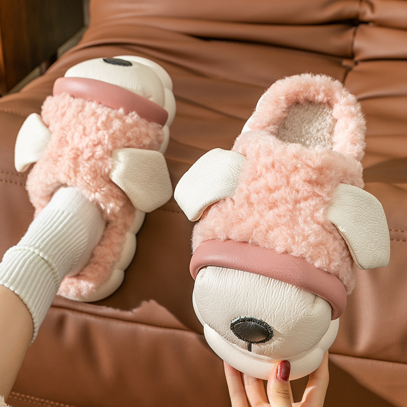 Wholesale Step on feeling cotton slippers women's autumn and winter warm thick bottom home indoor couple cartoon low bag and cotton slippers men Manufacturers, Factories