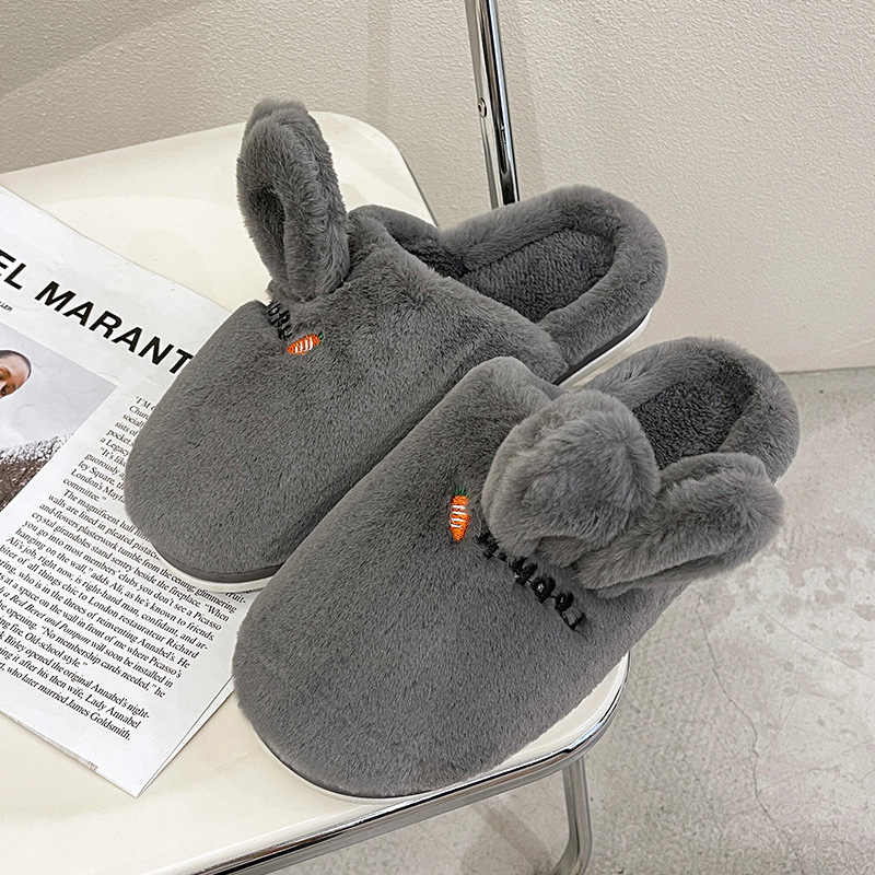 Wholesale Rogue Rabbit Cotton Slippers Female Couple Home Indoor Anti-slip Warm Plush Cute Men Outerwear Autumn and Winter Manufacturer, Pricelist
