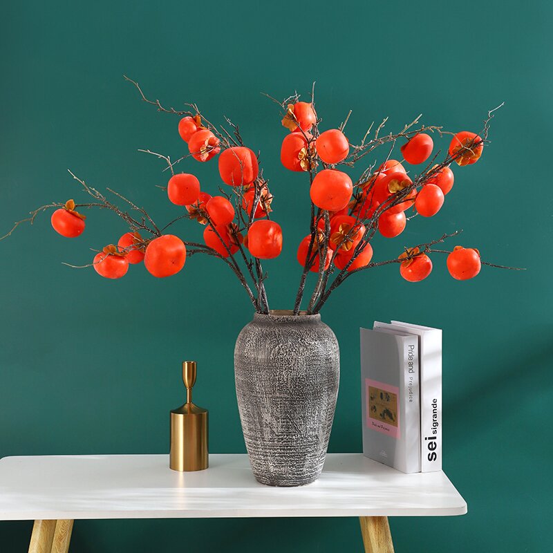 China Simulation berry with frost fake persimmon home decoration plant decoration fruit branch foam fruit simulation persimmon Manufacturers, Factories