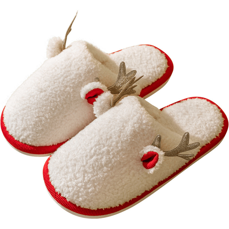 China Explosive cotton slippers women's winter antlers home non-slip home couples warm indoor confinement fur slippers men's wholesale Manufacturers, Suppliers
