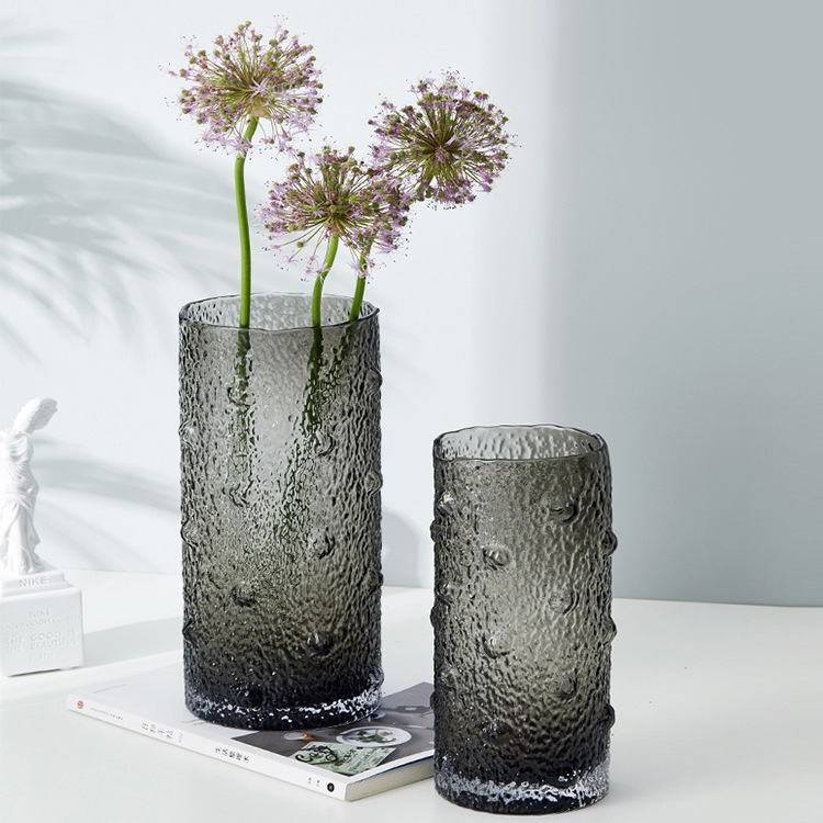 China Wholesale Color Different Size Wide Mouth Grace Stripe Glass Vase for Wedding Decoration Supplier, Suppliers