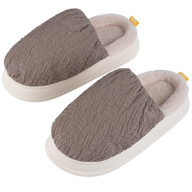 China Puff cotton slippers women's winter home indoor waterproof non-slip stepping on feeling thick bottom senior emotional couple wear cotton drag Supplier, Factories