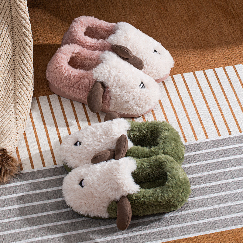 Wholesale Cotton slippers ladies autumn and winter new home household floor cotton shoes men couples thick plush warm cute slippers Supplier, Quotes