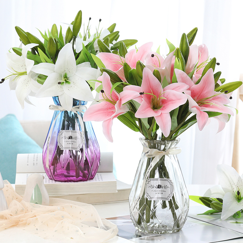 China Lily simulation bouquet high-end dining table flower home living room TV cabinet decoration photography wedding fake flower factory wholesale Manufacturer, Quotes