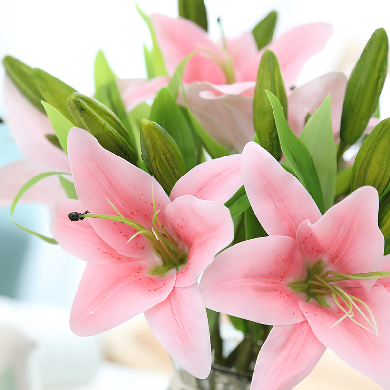China Lily simulation bouquet high-end dining table flower home living room TV cabinet decoration photography wedding fake flower factory wholesale Manufacturer, Quotes