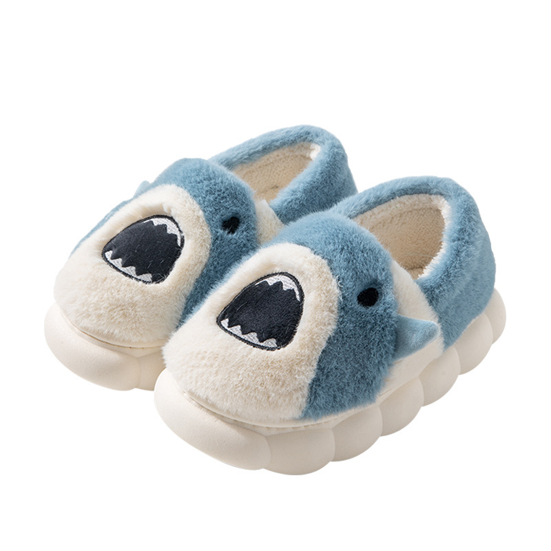 China Shark cotton slippers women winter cute cartoon indoor home couple bag with cotton slippers wholesale Factory, Factories