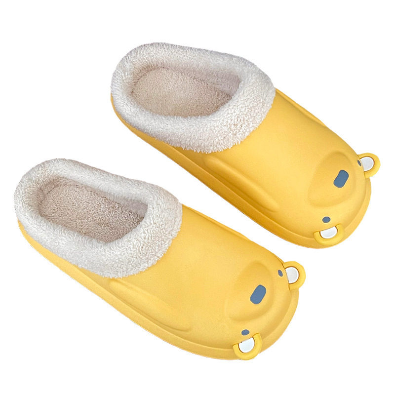 Wholesale Polar bear EVA waterproof cotton slippers women's winter indoor cartoon warm confinement shoes couple home fur slippers Manufacturers, Quotes