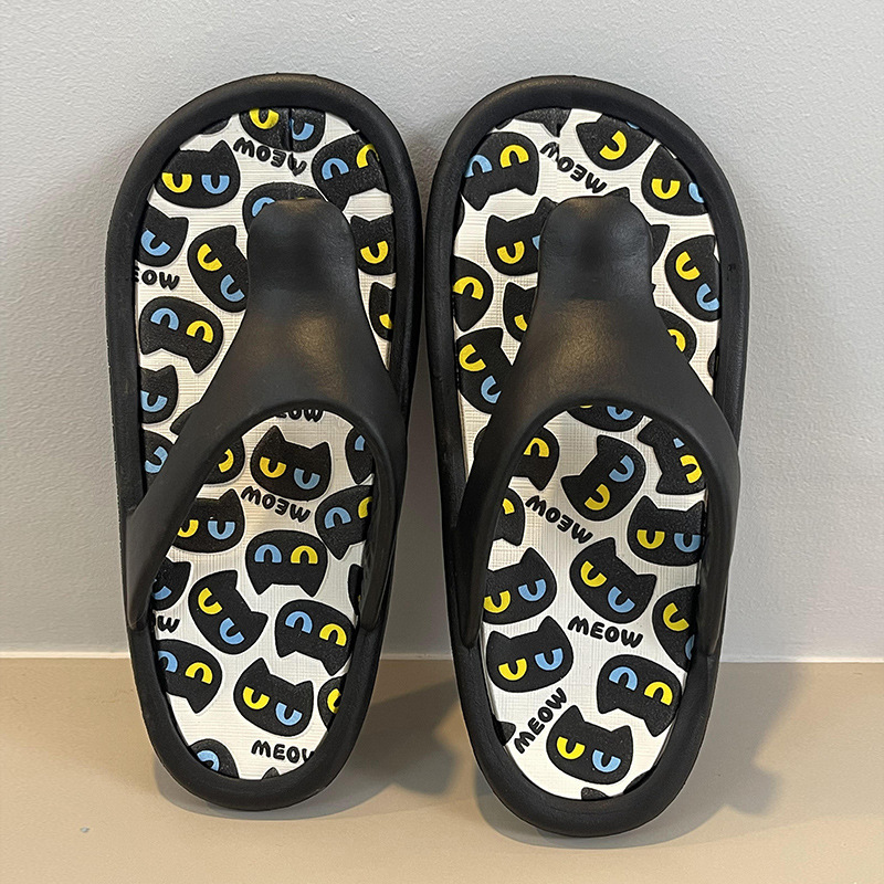 China Hot selling thick bottomed herringbone slippers for women to wear in summer, casual big eye cats to step on the shit feeling beach flip flops Supplier, Pricelist
