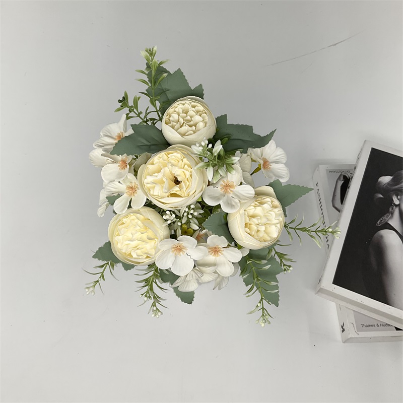 Wholesale Real Touch 32cm Artificial Plants Silk Rose Flower With Long Stem For Wedding Party Decor Five small tea rose Factory, Pricelist