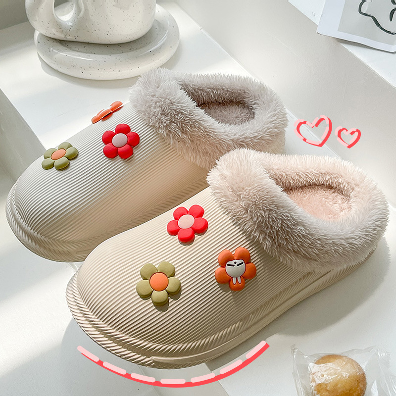China Rogue rabbit cotton slippers women's indoor home non-slip waterproof plush warm soft bottom couple hair slippers men's autumn and winter Supplier, Pricelist