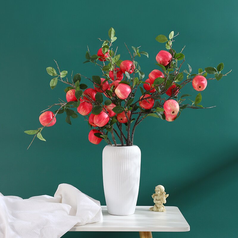 Wholesale Simulation apple living room decoration ornaments fake fruit photography props with leaves and branches landscaping simulation flowers simulation berry branches Manufacturer, Suppliers