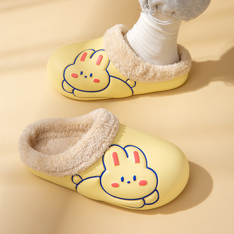 China Cotton slippers women winter thick bottom home indoor warm cute rabbit plush couple cotton slippers men Manufacturer, Manufacturers