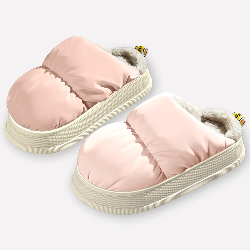 China Thick-soled cotton slippers for women in winter with a simple feeling of stepping on shit for couples indoor home anti-slip waterproof down cloth cotton slippers for men Factory, Quotes
