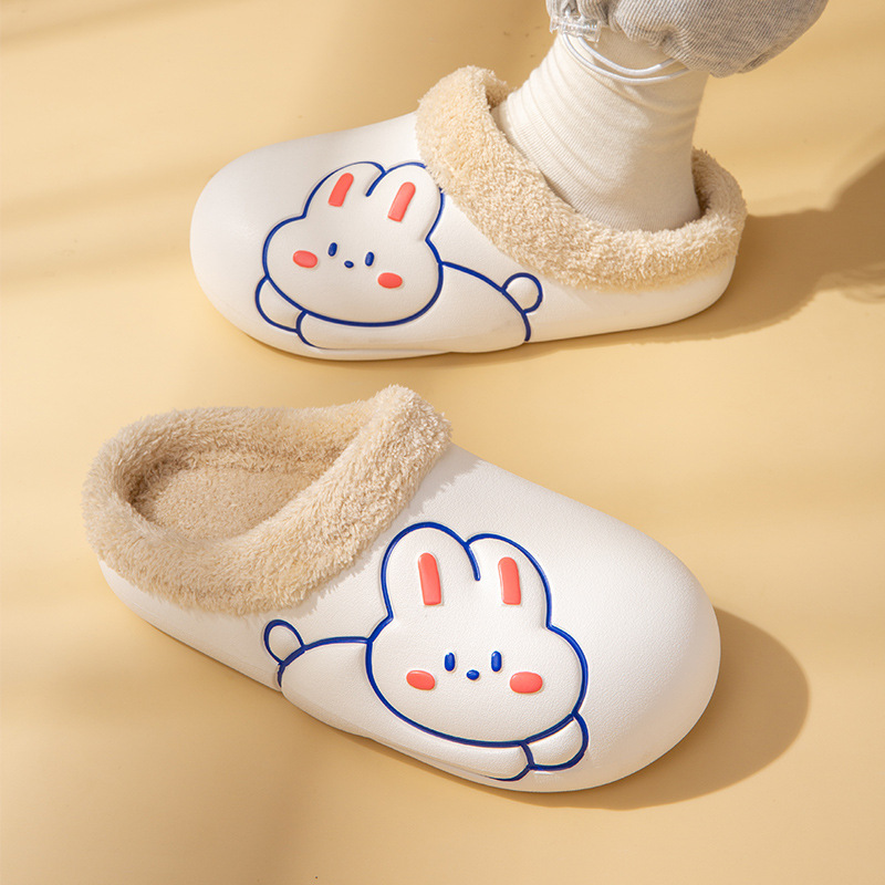 China Cotton slippers women winter thick bottom home indoor warm cute rabbit plush couple cotton slippers men Manufacturer, Manufacturers