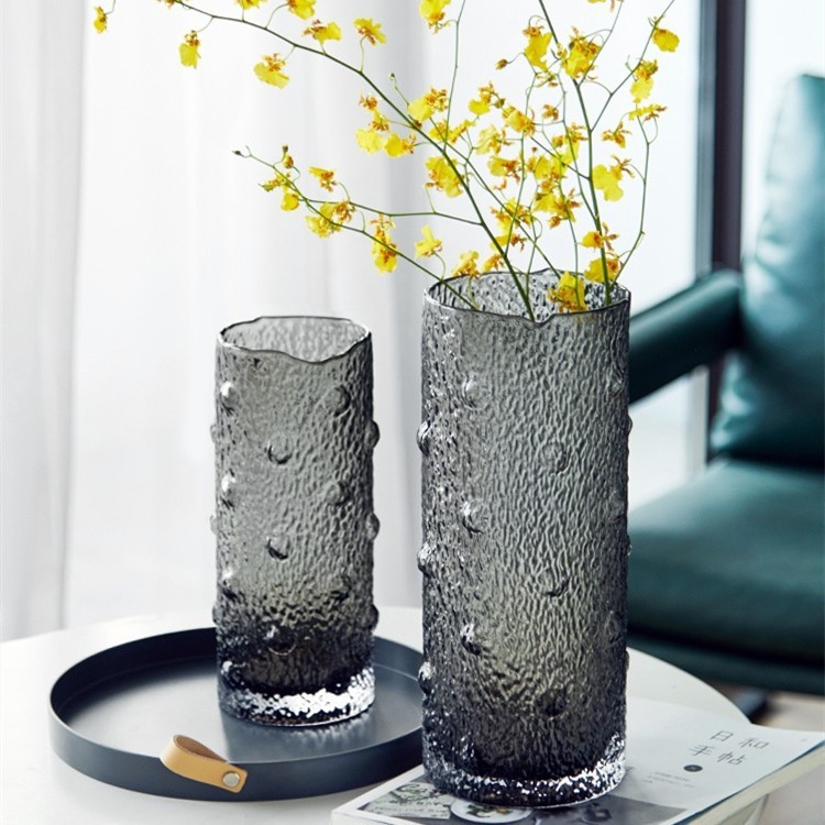 China Wholesale Color Different Size Wide Mouth Grace Stripe Glass Vase for Wedding Decoration Supplier, Suppliers