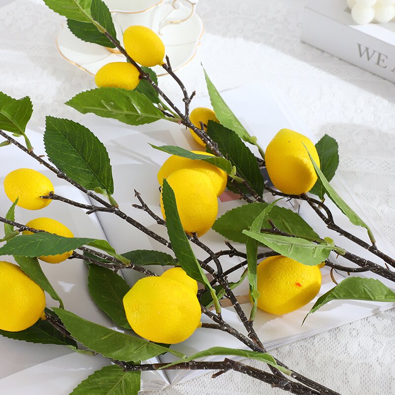 China Simulation lemon branch small fresh home hotel decoration flower arrangement photography props simulation lemon fruit Manufacturer, Supplier