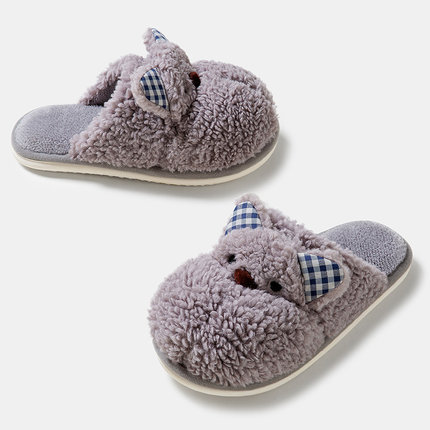 China Cute bear rabbit cotton slippers women autumn and winter home indoor suede warm cartoon couple plush cotton slippers Factories, Quotes