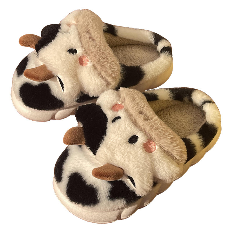 Wholesale Wholesale cow cotton slippers women wear thick-soled fleece bags and warm plush slippers outside the home in autumn and winter Suppliers, Quotes