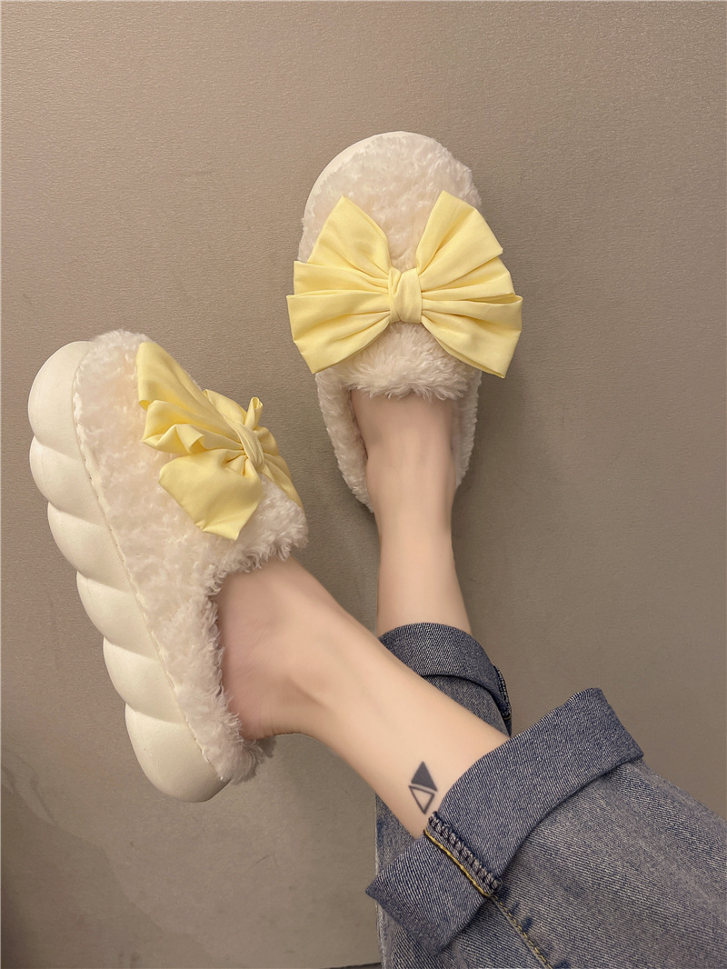 Wholesale Cotton slippers women's autumn and winter thick bottom soft bottom net red bow home cute new slippers indoor Factory, Pricelist