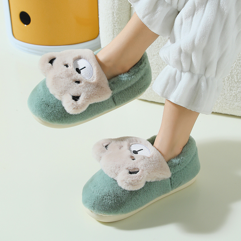Wholesale Cartoon cotton slippers women's bag with warm winter plush home indoor thick bottom non-slip cute floor slippers men Manufacturers, Factory