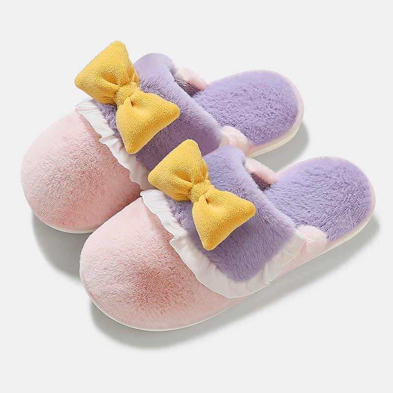 Wholesale Winter cotton slippers female cute bow indoor home non-slip couple home autumn and winter cartoon warm male winter Supplier, Pricelist