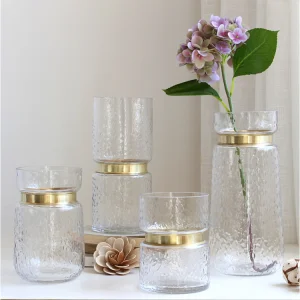 Transparent glass crystal vase for luxury home decoration