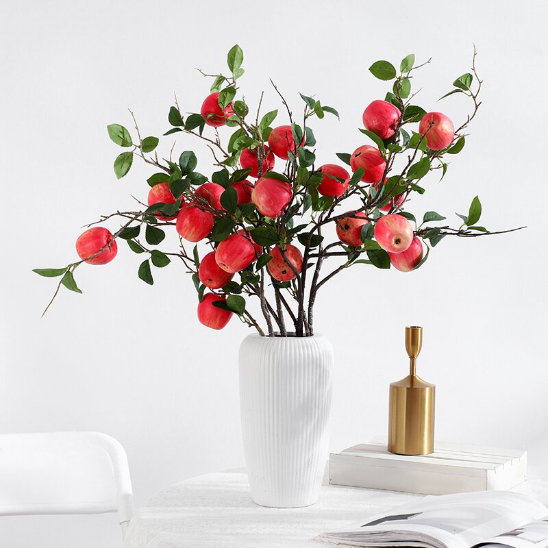 Wholesale Simulation apple living room decoration ornaments fake fruit photography props with leaves and branches landscaping simulation flowers simulation berry branches Manufacturer, Suppliers
