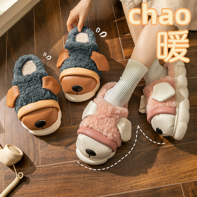 Wholesale Step on feeling cotton slippers women's autumn and winter warm thick bottom home indoor couple cartoon low bag and cotton slippers men Manufacturers, Factories