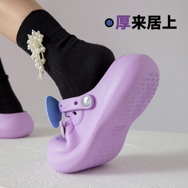 Wholesale New style hole shoes for women in summer, cute, wearing net red bow knot wrapped half slippers, small red book sandals for women in summer Factories, Pricelist